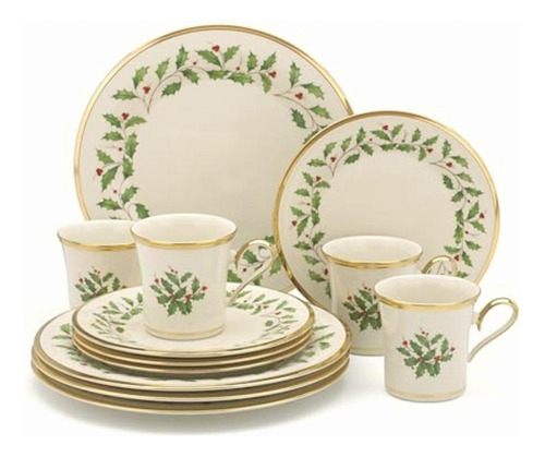 Lenox 6122048 Holiday Juego De Platos Y Tazas De 12 Piezas