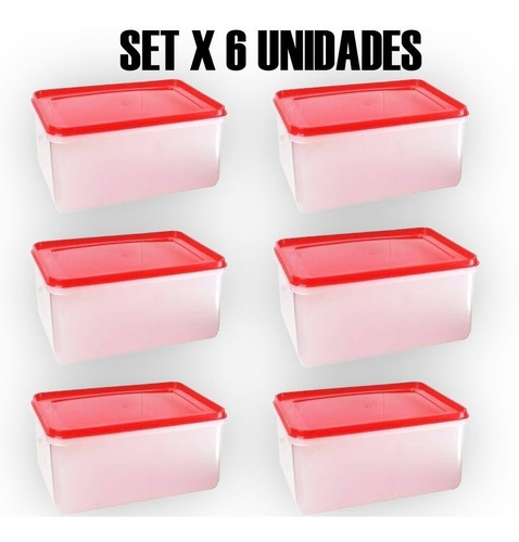 Set 6 Recipiente 4 Lts Comida Plastico Hermeticos Contenedor