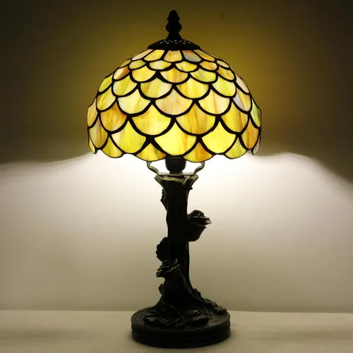 Bieye L10736 Lámpara De Mesa Con Vitrales Estilo Tiffany Con