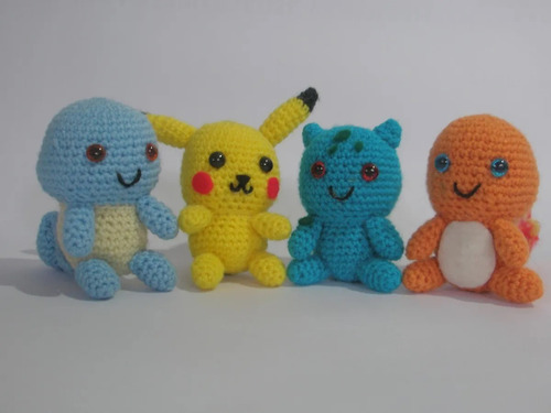 Imagem 3 de 6 de Pokémon Pikachu, Bulbasaur, Charmander, Squirtle. Amigurumi