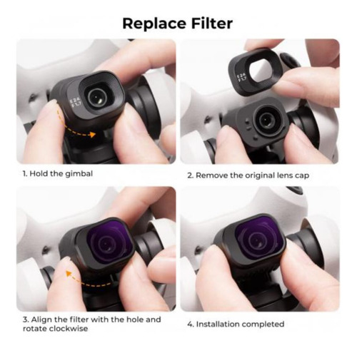 Kit Filtro Nd8+ Nd16+ Nd32+ Nd64 Para Drone Mini 4 Pro K&f