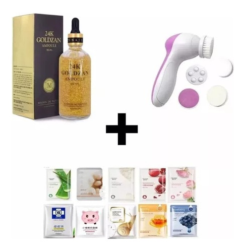 Serum 24k + Cepillo Limpiador 5 En 1 + 5 Mascarillas Facial