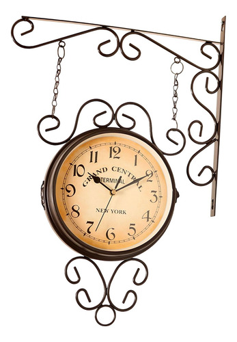 Reloj De Pared De Doble Cara, Redondo, Diseño Café
