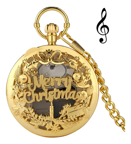 Reloj De Bolsillo Musical, Colgante De Cadena Fob