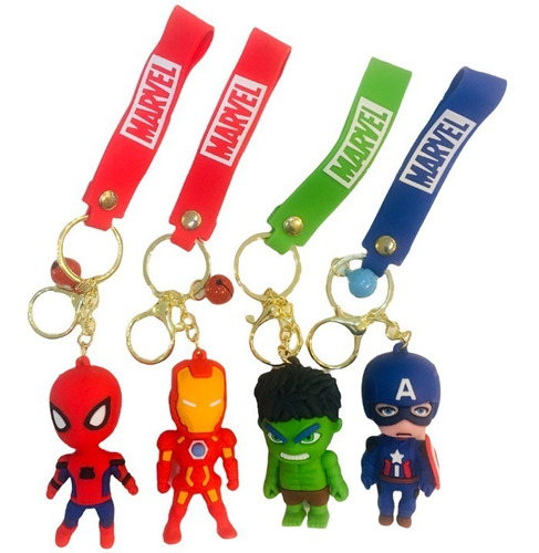 Llavero Doble Banda De Goma Hulk Capitan Iron Man Spider X1 