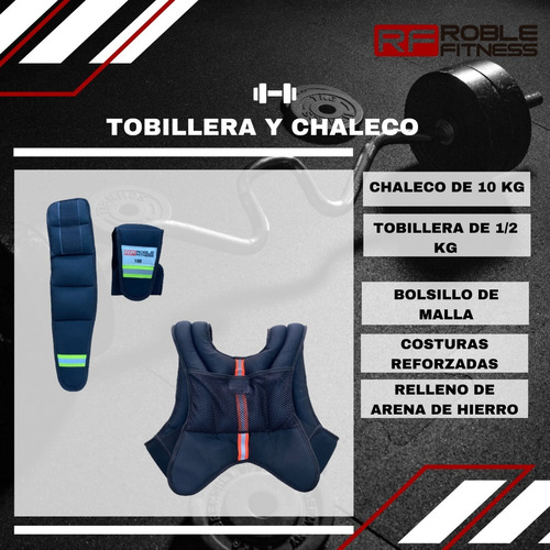 Chaleco Con Carga Peso 10 Kg Neoprene + Tobillera 1/2 Kg