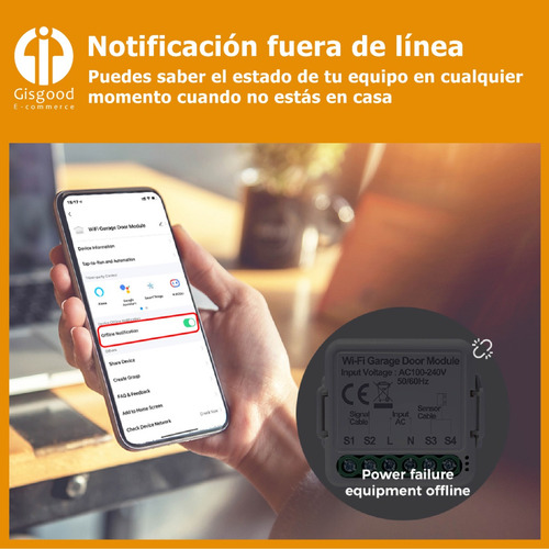 Switch Porton Garage Wifi Smart Life Sensor Contacto Seco
