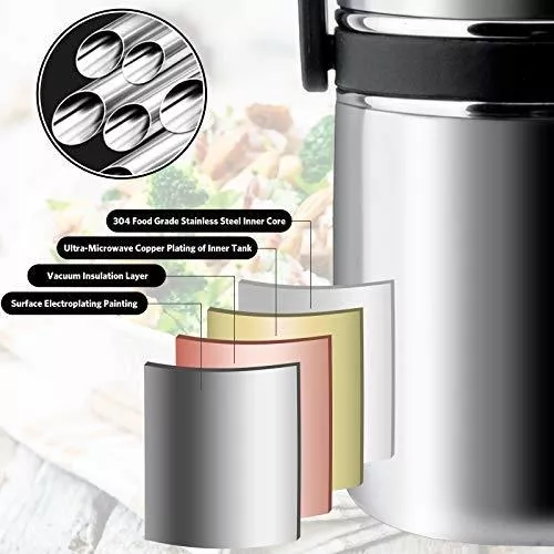 304 stainless steel soup thermos bento style 1.6L 53oz