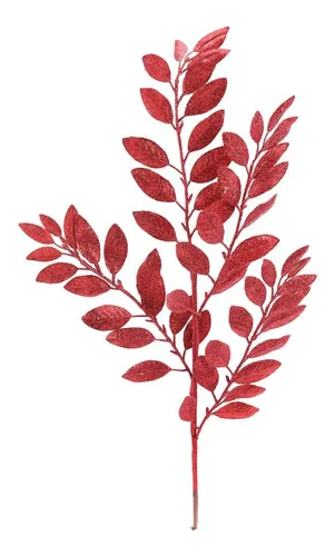 Rama metálica con hojas rojas 80x30x3 1102824