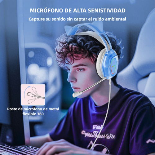 Audífonos Voistek V10 Para Juegos De 3,5 Mm Con Micrófono Color Azul