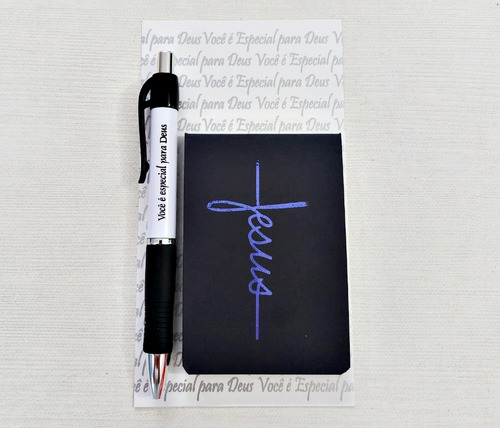 Kit Evangélicas Blocos Anotação + Canetas Fé Lembrancinhas