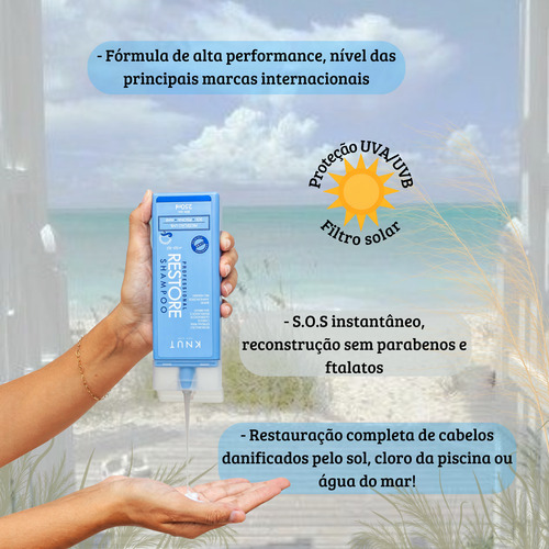 Shampoo Restore Cabelos Quebradiços Piscina Mar Restauração