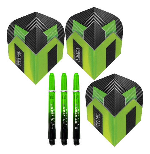 Kit Flights Harrows Prime E Shafts Supergrip Fusion Verde