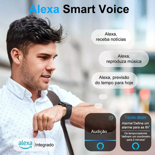 Relógio inteligente Mertto Smartwatch Alexa Bluetooth Call 1,83 polegadas Idw25 Mesh Strap Cor preta Ip68