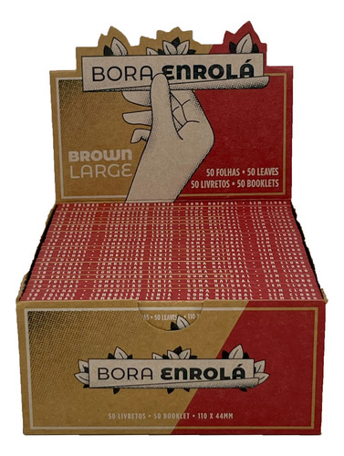 Papéis Para Cigarros Bora Enrolá Seda King Size Brown King Size Large Seda Tamanho King Size De Sem Sabor De 1 X 50 U - Marrom
