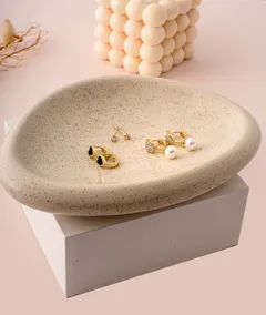 Set De Aros Dorado Corazón + Perla