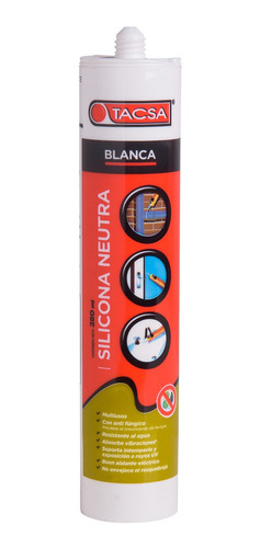 Sellador De Silicona Neutra Tacsa 280ml Blanco/transp