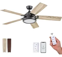 Comprar Ventilador Smart Prominence Home 52'' C\u002Fcontrol Remoto Cantidad De Aspas 5 Estructura Negro Aspas Chocolate\u002Fpino Diámetro 52 Frecuencia 50\u002F60hz Material De Las Aspas Madera