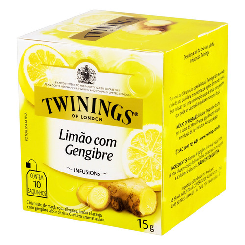 Imagem 2 de 6 de Chá Twinings limão com gengibre em sachê 15 g 10 u