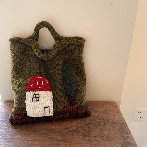 Bolso De Mano De Ganchillo Bolso De Mano Con Diseño De Casa