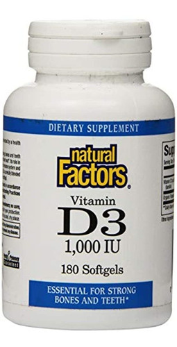 Natural Factors Vitamina D3 1000iu Softgels, 180-count