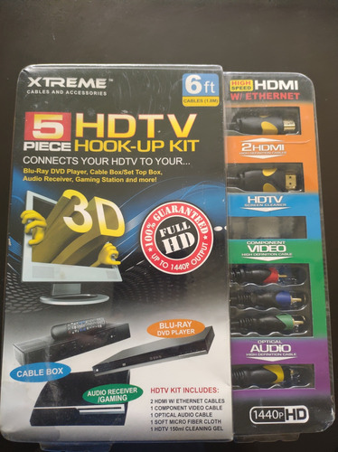 Kit De Cacbles Conectores Hdtv Hdmi 3d 2 Mts Nuevo Sellado