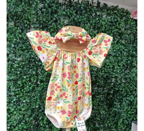 Body Paisana Algodón Estampado Con Elástico Y Vincha C/ Moño