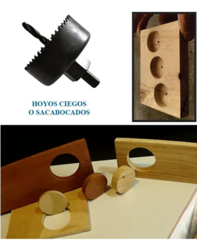 Mecha Sierra Copa Juego 16 Piezas Madera Acero Carbón Maleta