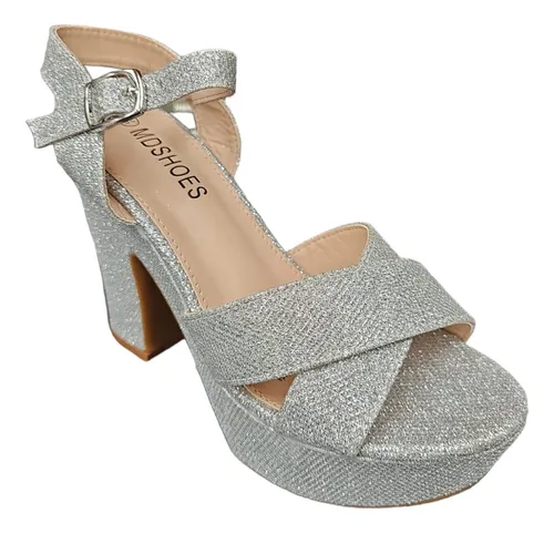 Tacones de 2024 fiesta plateados