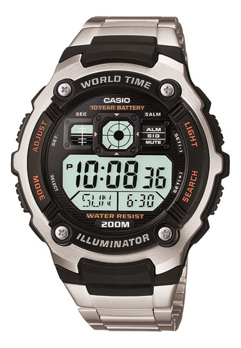 Reloj Deportivo Casio Ae2000wd 1av Para Hombre Plateado