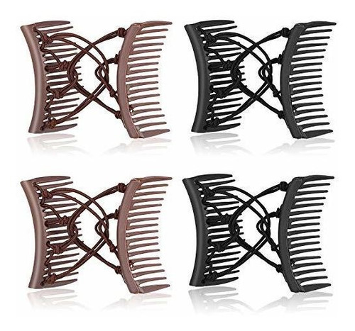 Peines - 4 Pieces Stretchy Double Comb Hair Clip Adjustable 