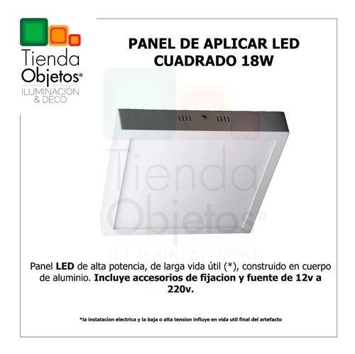 Imagen 4 de 8 de Panel Led 18w Aplicar Cuadrado Calidos Frios 1500 Lumens