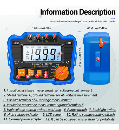 Comprobador De Aislamiento Multi Testers Con Estuche De Azul