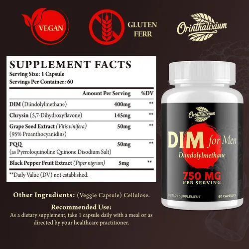 Suplemento Dim De Orinthalixium Para Hombres 750mg Con Extra