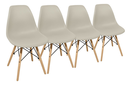 Sillas X 4 Comedor Plástico Patas Madera Diseño Eames Ct