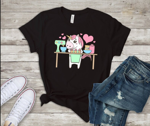 Polera Unisex Pastelera Cupcakes Cocina Algodon Estampado