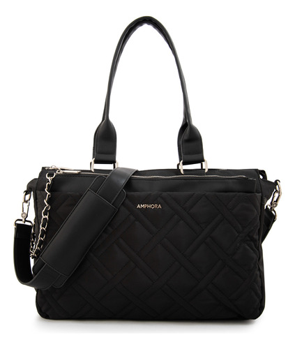 Cartera Dos Asas Porta Notebook Grande Gambia Negro