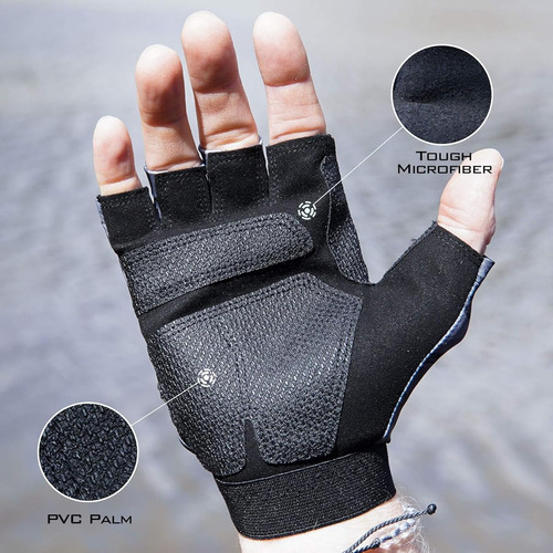 Guante Para Pescar Sin Dedos Con Proteccion Uv Color Negro