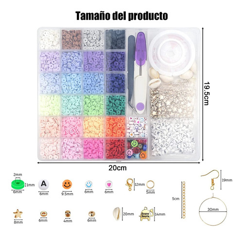 Kit Para Hacer Pulseras Con Cuentas, 6000 Piezas, 24 Colores