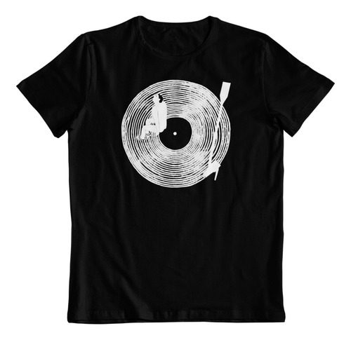 Polera Negra Dtf Algodon Vinilo Musica Melomano Psicodelia