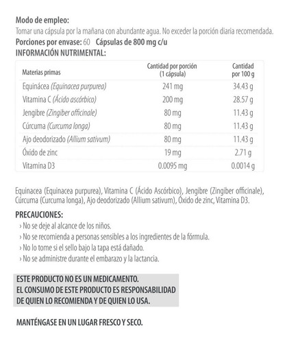 Dekós +inm | Refuerza Inmunidad | Equinácea, Cúrcuma, Zinc