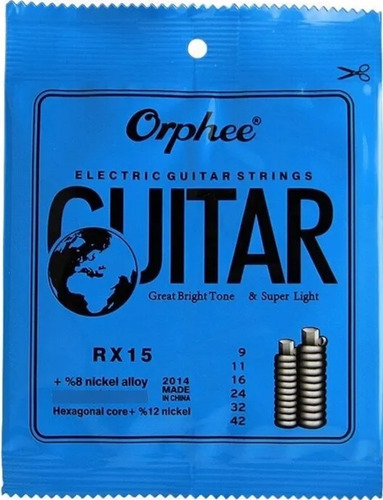 Orphee Rx15 Encordado .009 Para Guitarra Eléctrica