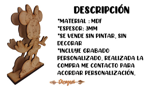 Servilletero Mickey Minnie Mouse Grabado Personalizado 20pzs