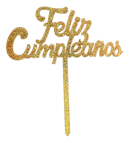 Fantasias Miguel Cake Topper Feliz Cumple Mdf Dorado 27 Cm Mylin 1 Pz
