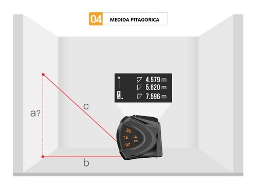 Cinta Metrica Digital Laser 4 En 1, M M² M³ Med. Pitagórica