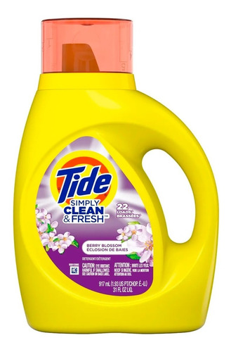 Tide Simply Clean & Fresh 2 En 1 Jabón Líquido Ropa X 917ml