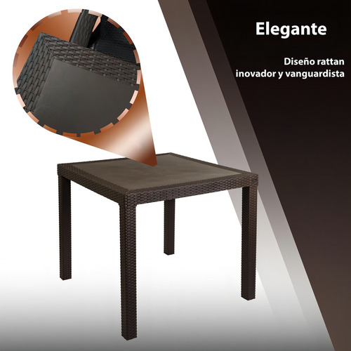 Mesa De Comedor Tipo Rattan Para Exterior E Interior Color Marrón