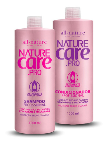 Kit Shampoo E Condicionador De 1 Litro Nature Care All Nature Combo Profissional Ideal Para Lavatório Ou Cabelo Comprido