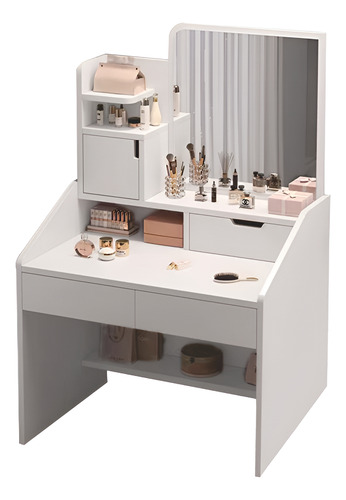 Tocador Blanco Minimalista Con Espejo Y Luces Vanity