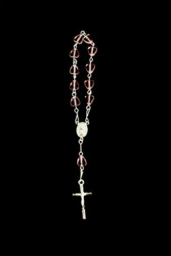 Pulsera De Mini Rosario Con 12 Piezas Y Cruz Plateada